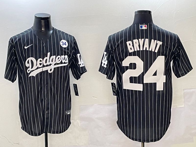 Men Los Angeles Dodgers 24 Bryant Black Stripe Jointly Name 2025 Nike MLB Jersey style 9